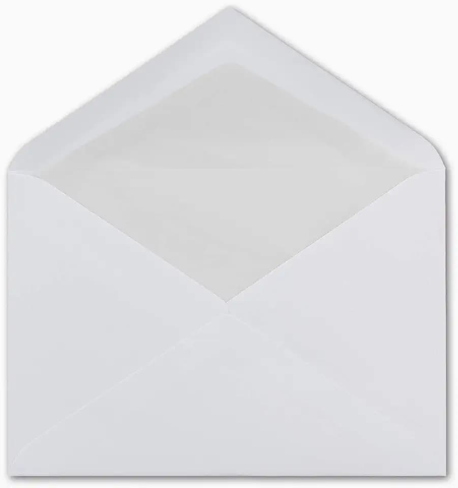 50 DIN C6 Brief-Umschläge mit Seidenfutter - Farbe: Weiß - 11,4 x 16,2 cm - 90 g/m² mit Nassklebung Brief-Hüllen ohne Fenster für Einladungen von Ihrem Glüxx-Agent