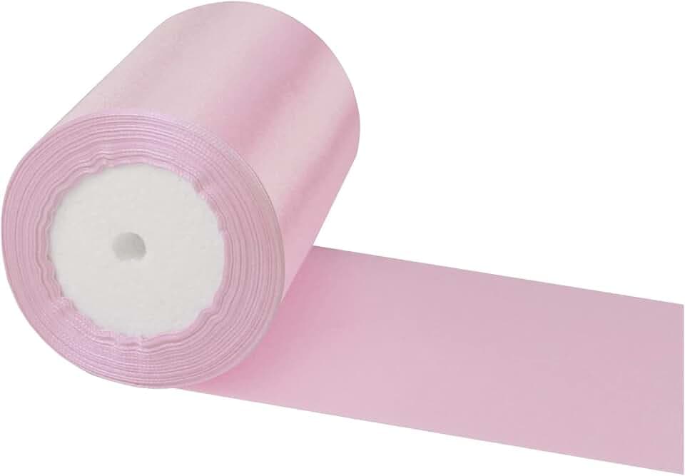 10cm Geschenkband Rosa Band Breit, 23 m Große Stoffband Schleife Breites Satinband Schleifenband Glitzer Geschenkschleife XXL für Verpacken von Geschenken Weihnachten Hochzeit Dekorieren Auto