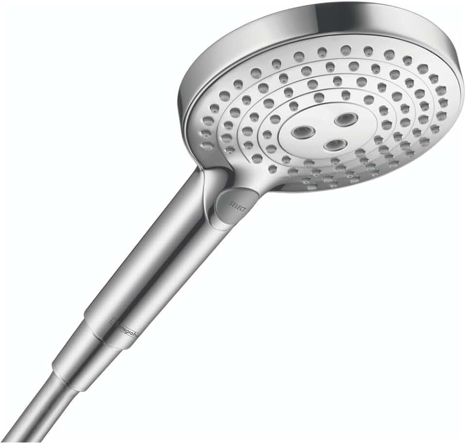 hansgrohe Raindance Select S Low Flow 5-inch Handheld Shower Head Modern 3 -Spray PowderRain, Rain, Whirl 26036001