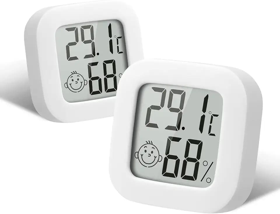 Flintronic Mini LCD Thermometer, 2 Stück Digital Thermometer Innen,Weiß