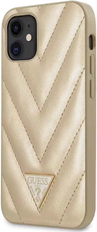 Guess GUHCP12SPUVQTMLBE V-Quilted Collection Hülle für iPhone 12 Mini 5,4" golden