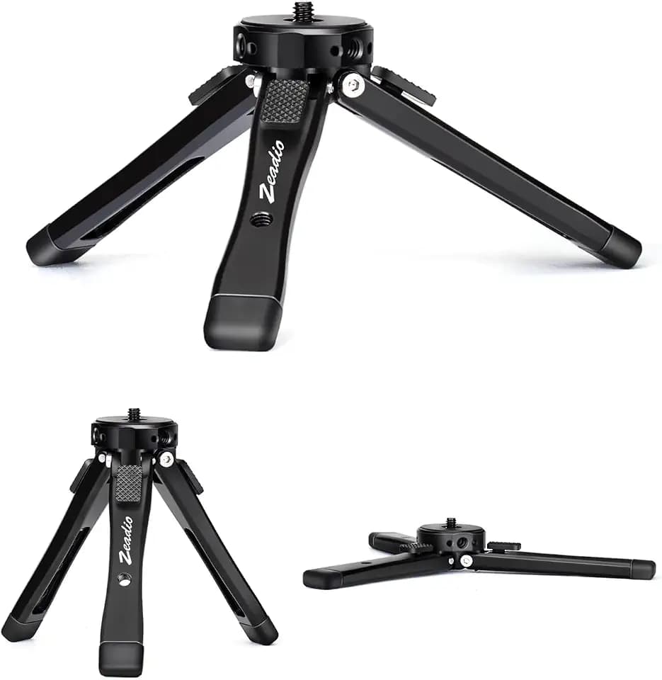 Zeadio Hochleistungs Mini-Metall-Stativ : Universales Kleintischstativ für Kamera, Gimbal, Action-Cam, Camcorder, Mikrofon, LED-Licht etc. (40kg/88lb Tragkraft)