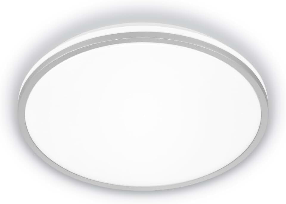 BRILONER - LED Deckenlampe mit EEK A Lichtquelle, 8,5W, 1800lm, indirektes Licht, LED Panel, Lampe, Deckenleuchte, Wohnzimmerlampe, Küchenlampe, Flurlampe, 33 x 6 cm, Chrom-Matt