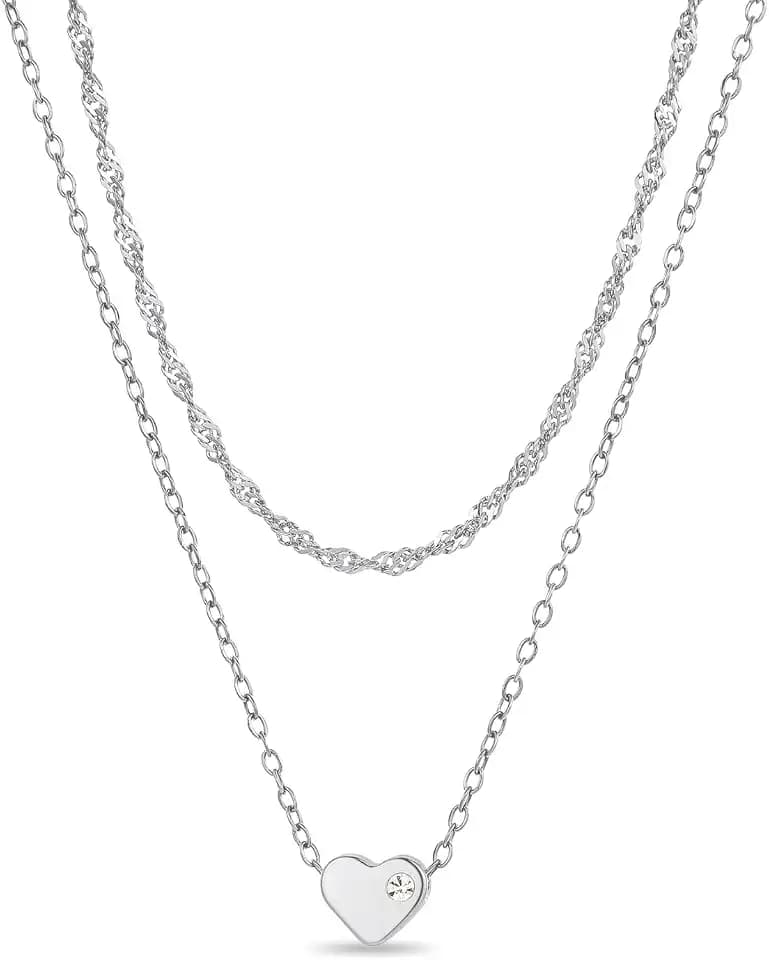 Cute Dainty Love Pendant Necklaces for Women, 18K Gold/Silver Plated Cubic Zirconia Heart Necklace, Delicate Layered Necklace Diamond Heart Necklaces Fashion Gifts for Women/Girlfriend Jewelry