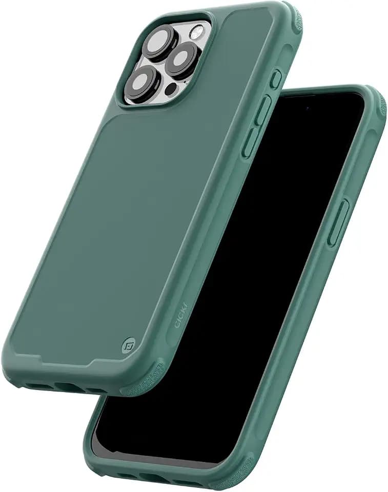 CLCKR G-Form Handyhülle Design für iPhone 15 Pro Max Hülle, Magnetisch Handy Fingerhalterung, Schützende, Fallschutz, Stoßfeste Erhöhte Kanten zum Schutz von Bildschirm, Grün