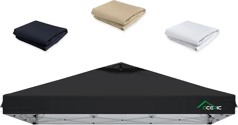 ACEPIC 10x10 Canopy Replacement Top with Air Vent(Black,Top Only)