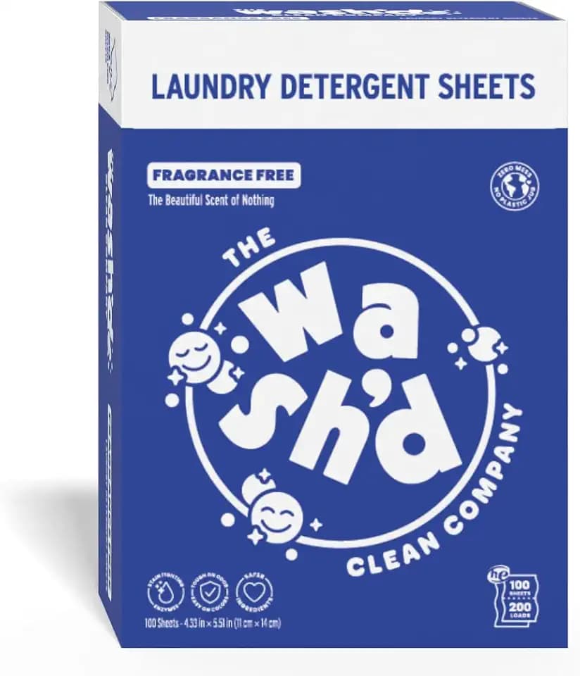 Wash'd Laundry Detergent Sheets | 3 Stain-Fighting Enzymes | Baby Safe