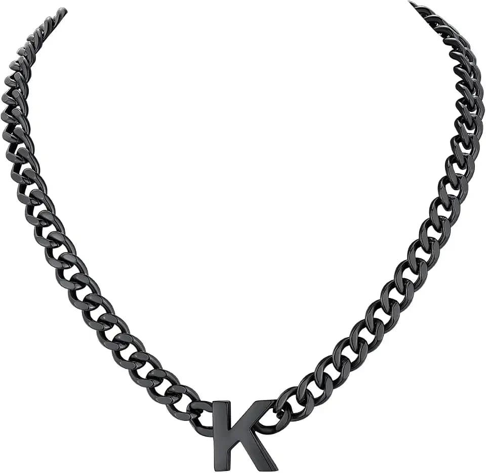 Richsteel Gold/Silver/Black Initial Necklace Letter Chains for Men Women