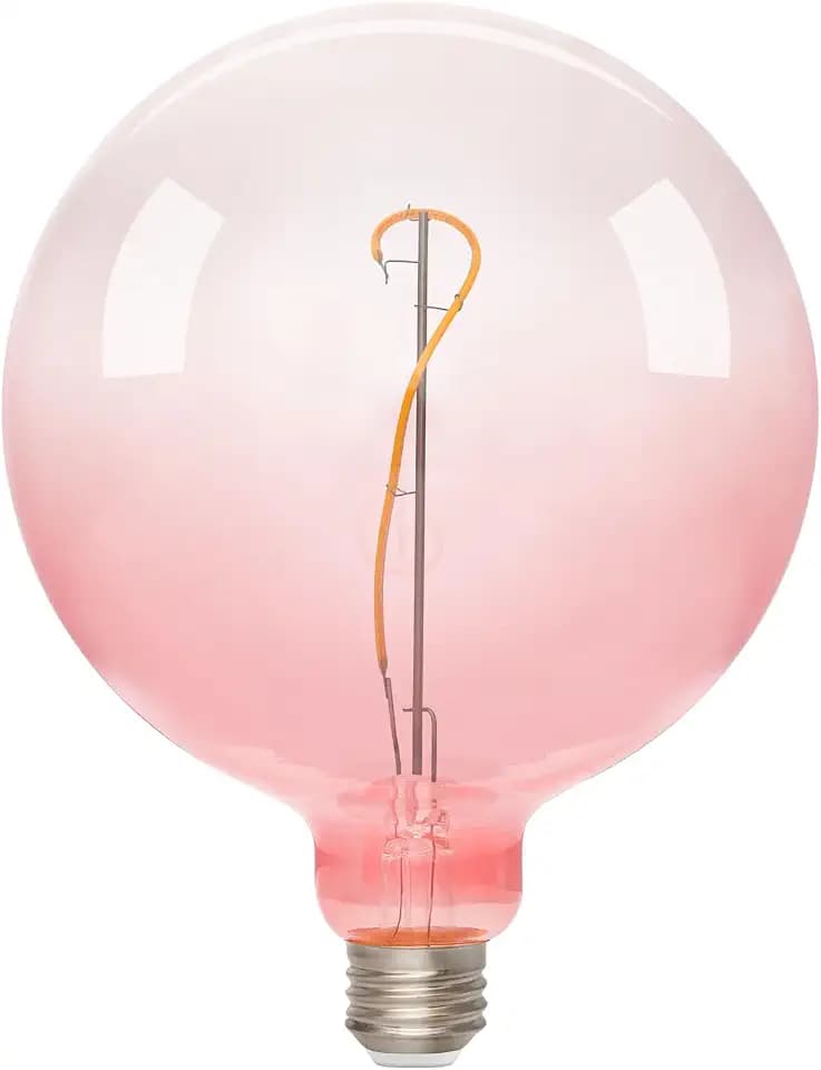 ONEWISH Large LED Bulb,G150 Pink Globe Decorative Bulbs,Warm White 2700K 3W,30W Equivalent,E26 Base,6 inch Oversized Edison Bulb for Bedroom Living Room Home,1 Pack
