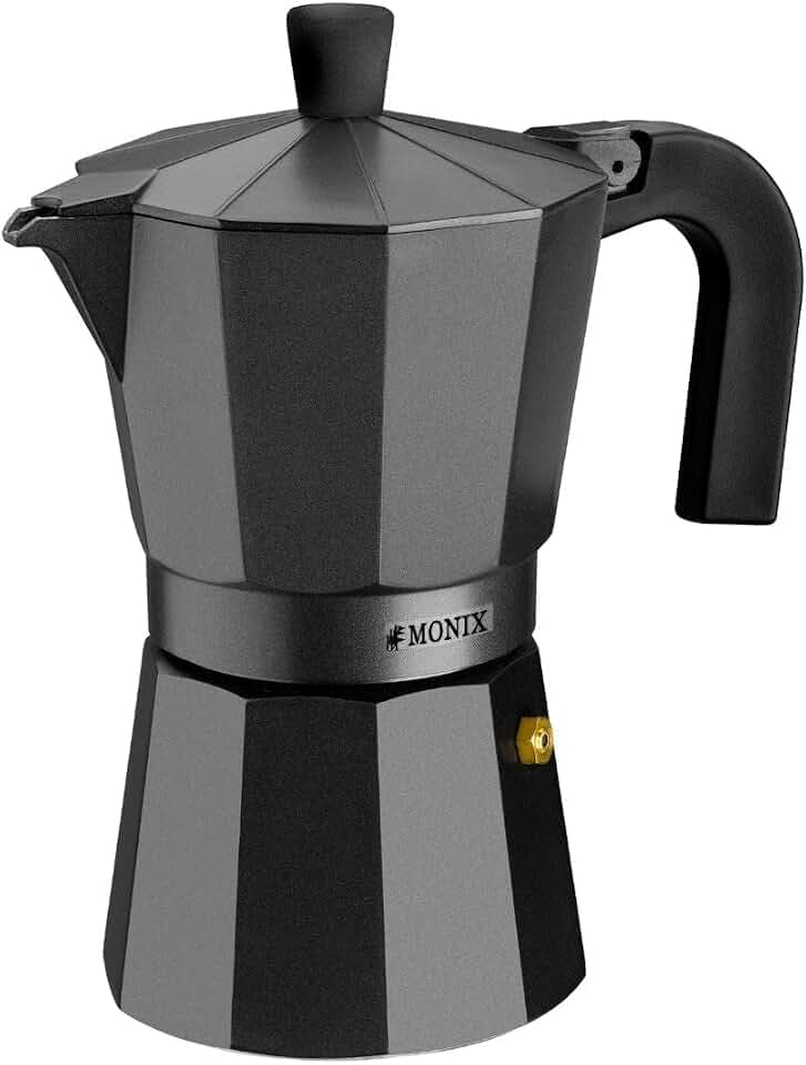 Monix Vitro Noir | Italienische Aluminium-Kaffeemaschine für 9 Tassen