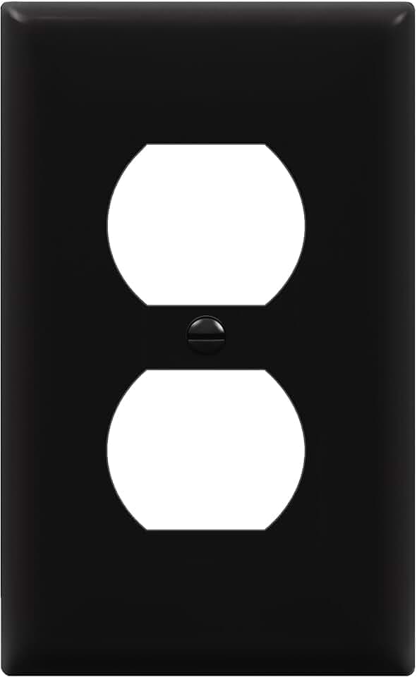 ENERLITES Duplex Receptacle Outlet Wall Plate, Size 1-Gang 4.50" x 2.76", Unbreakable Polycarbonate Thermoplastic, 8821-BK, Black