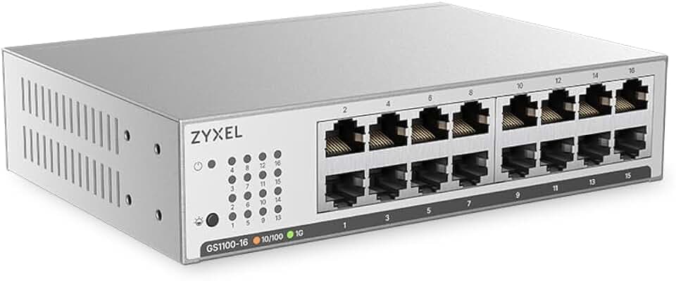 Zyxel Netzwerk Switch 16 Port | Unmanaged+ Gigabit | GS1100-16