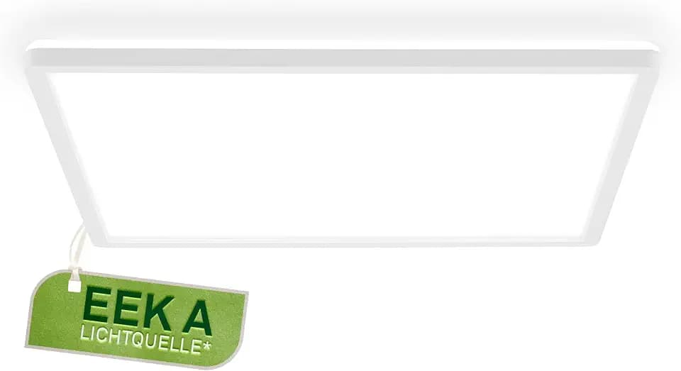 BRILONER - LED Deckenlampe mit EEK A Lichtquelle, 14W, 3000lm, flach, indirektes Licht, Lampe, Deckenleuchte, Wohnzimmerlampe, LED Panel, Küchenlampe, Flur, 42x42x3 cm, Weiß