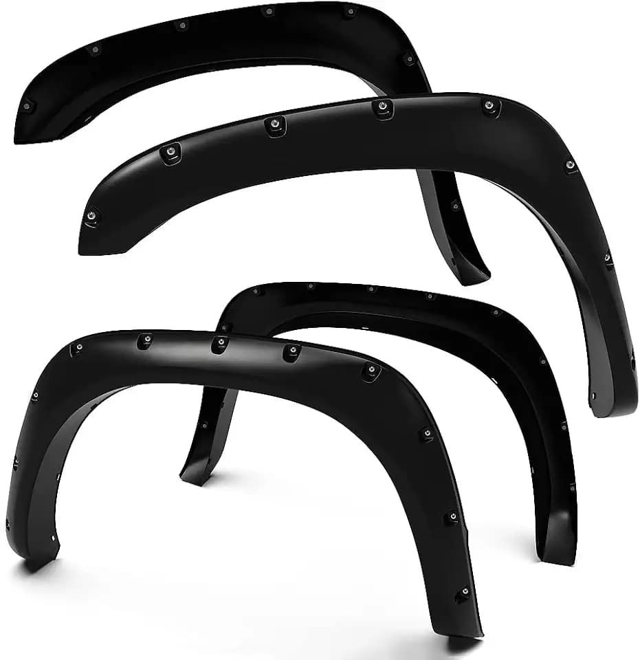 Tyger Auto Fender Flare Compatible with 2002-2008 Dodge Ram 1500; 2003-2009 2500 3500 (Not Fit 06-09 8ft Bed Models), Fine-Textured Black Paintable Bolt-Riveted Style 4pc | TG-FF8D4078