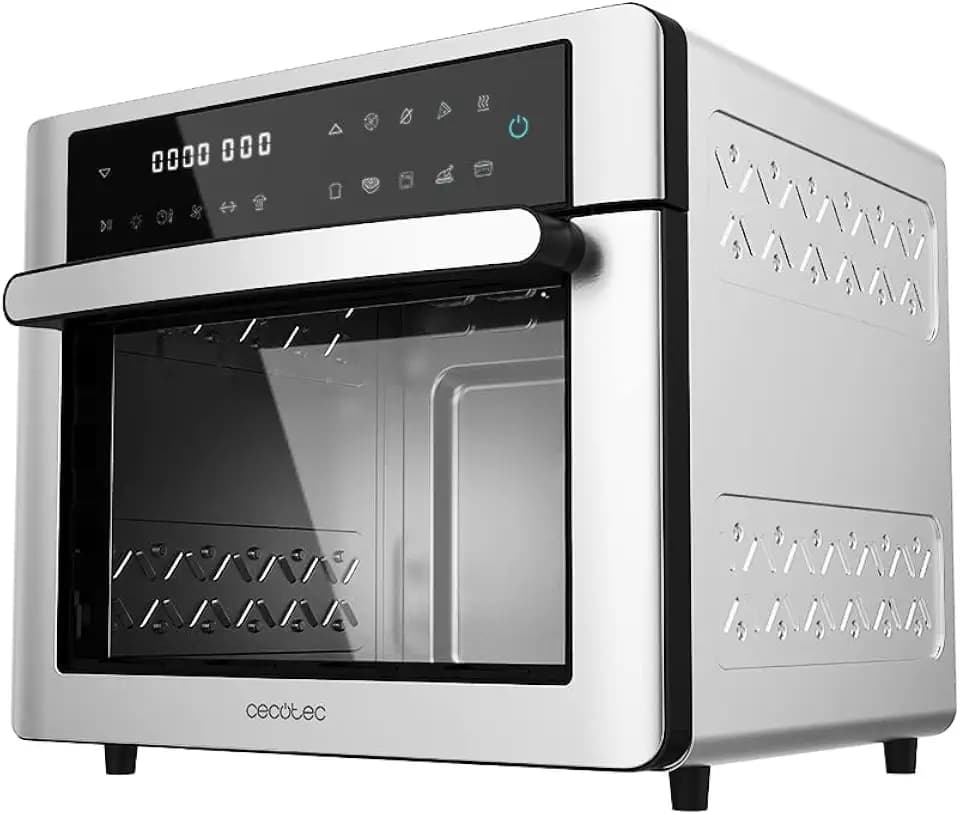 Cecotec Heißluftfritteuse Ofen Bake&Fry 3000 Touch Steel. 1600 W, 30 Liter, Konvektion, Touchscreen, 9 Funktionen, Temperatur- und Höhenverstellbar, Edelstahl