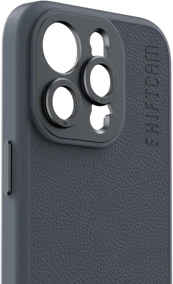 ShiftCam Leather Camera Case Compatible with iPhone 15 | Built-in Lens Mount | Magnetic-Case | Shoot Stunning Photos Instantly (iPhone 15 Series, iPhone 15 Pro) Charcoal