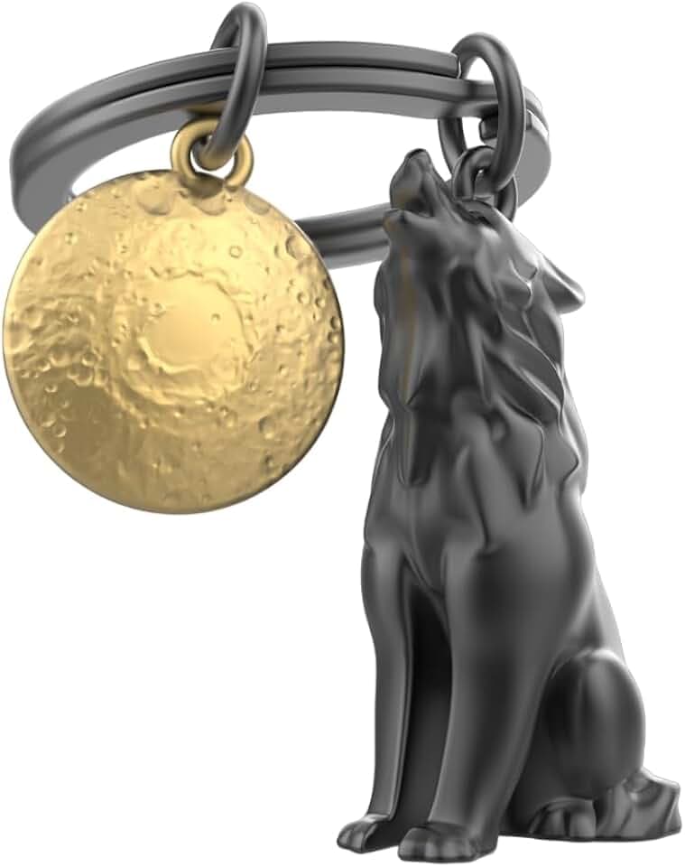 Metalmorphose Schlüsselanhänger Wolf – Geschenk für Herren, Geschenk für Damen, Schwarz, one size