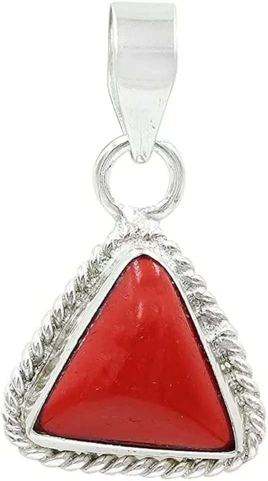 LMDPRAJAPATIS Red Coral Moonga precious Stone Pendant 11.55 Carat ( 12.25 Ratti ) Pure 925 Sterling Silver Pendant