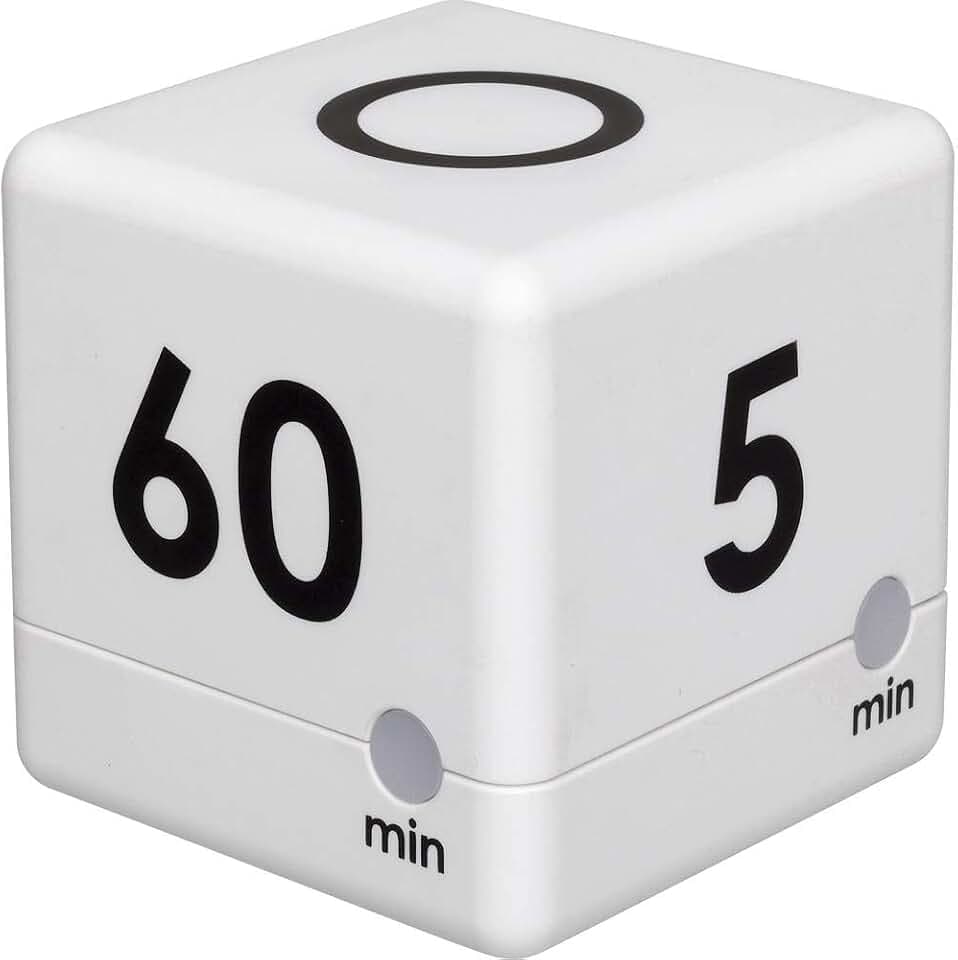 TFA Dostmann Digitaler Cube Timer, Zeitwürfel, Stoppuhr, 6 x 6 x 6 cm, weiß, 38.2032.02, L 60 x B 60 x H 60 mm