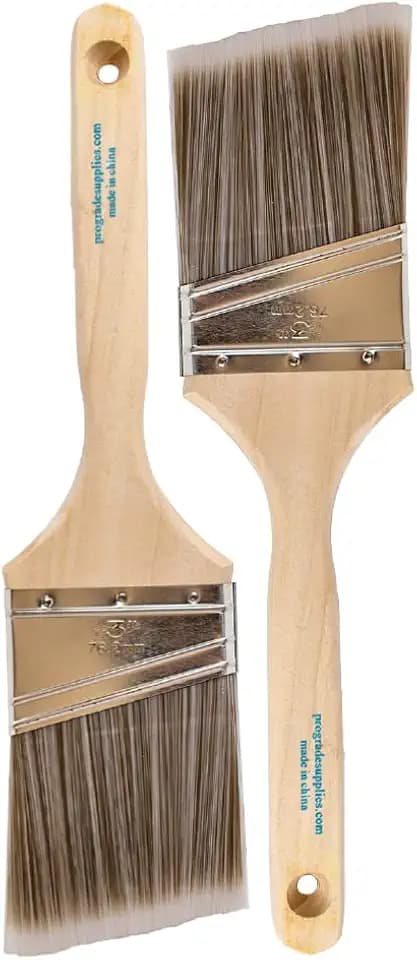 Pro Grade Paint Brushes, 3 Inch Angled Paint Brush, Trim & Stain, 2 Pack