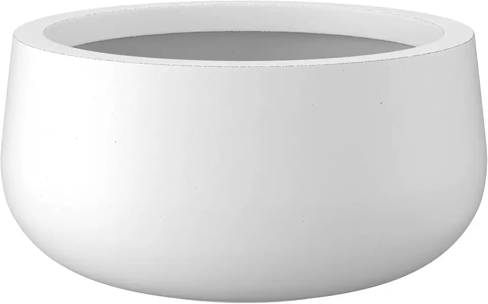 Kante Modern Home Minimalist 11.8" Dia White Concrete Bowl Planter