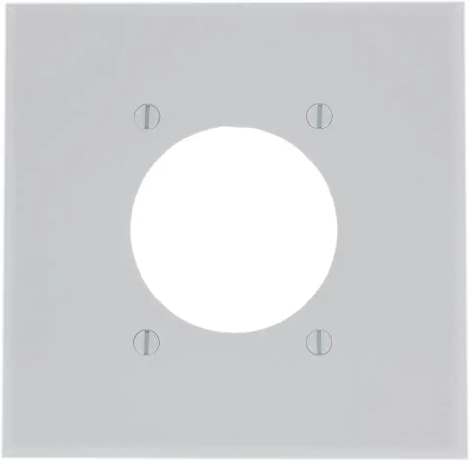 Leviton 2-Gang Flush Mount Outlet/Receptacle Wallplate, Standard Size, Thermoset, 80526-W, White