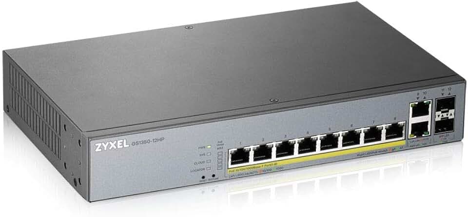 Zyxel Netzwerk Switch 8 Port | Smart Managed PoE+ | GS1350-12HP