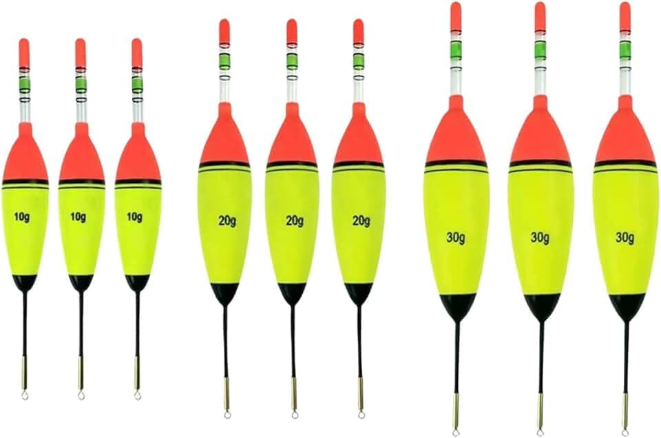9 STK Angeln Bobber Float,Posen Angeln Schwimmer,Leuchtender Angelschwimmer,Schaumstoff Angelposen,Eva-Schaumstoffposen zum Angeln, für Hecht, Barsch, Karpfen (3 x 10 g,3 x 20 g,3 x 30 g) (9)
