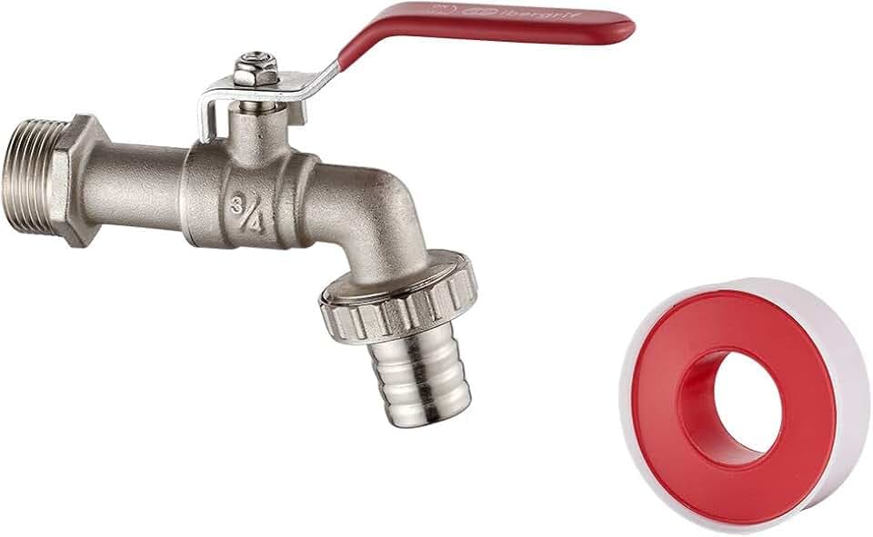 Ibergrif Garten Wasserhahn 3/4 zoll mit Gartenschlauch Adapter - Kugelhahn Frostsicher -10℃, High Temperature Resistance 120℃, Absperrhahn Tropffrei für Garten Regentonne, Wasserhahn Aussen Messing