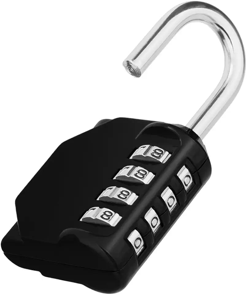 ZHEGE Padlock, Combination Lock 4 Digits, Outdoor Lock Weatherproof (Black)