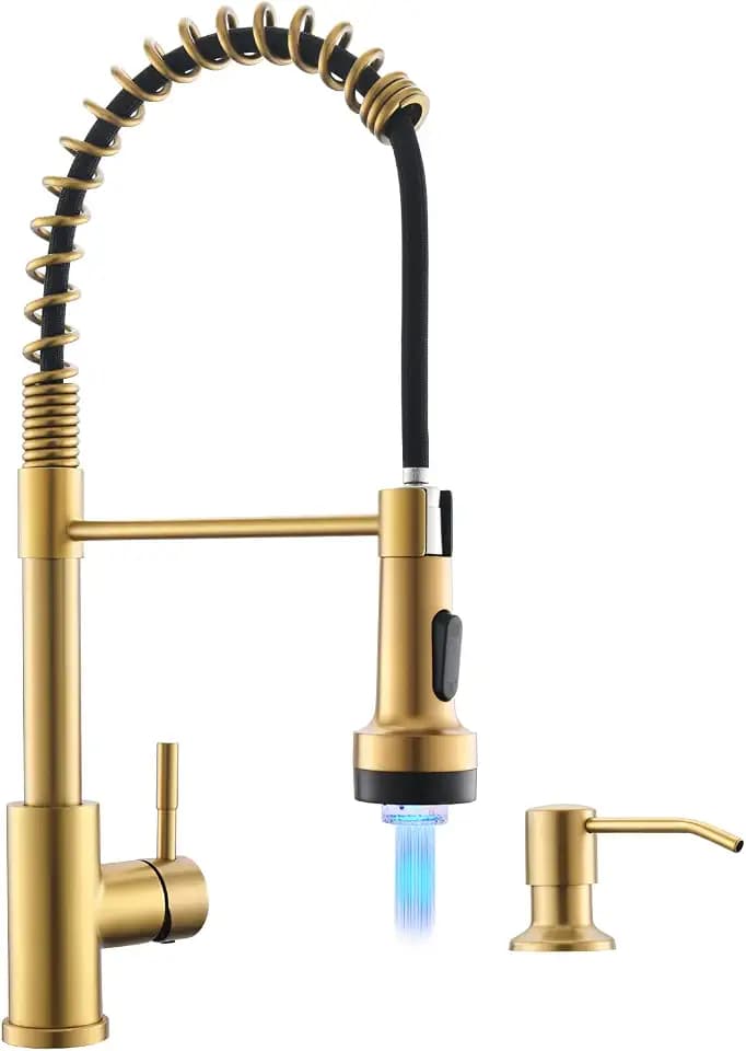 GIMILI Led Gold Kitchen Faucet with Soap Dispenser