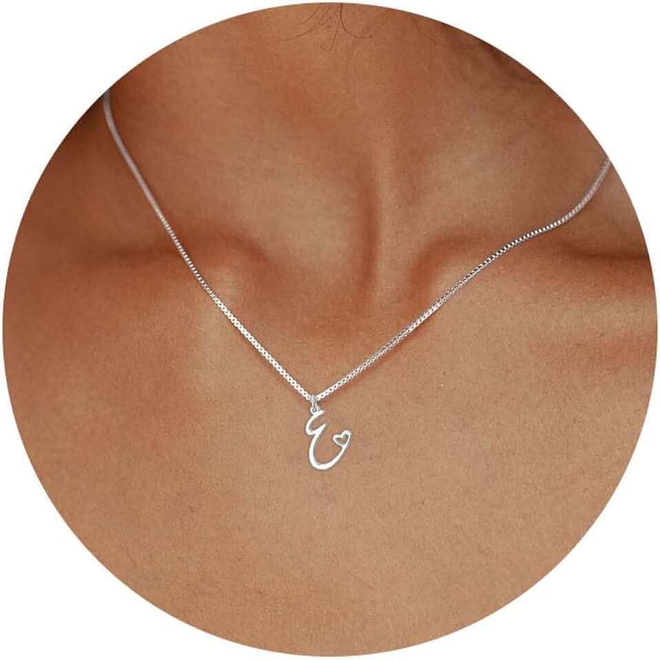 Initial Necklaces for Women Trendy, Dainty Silver Letter Necklace Cute Pendant Choker Name Necklace Personalized Costume Monogram Silver Jewelry Necklace for Women Valentines Gifts