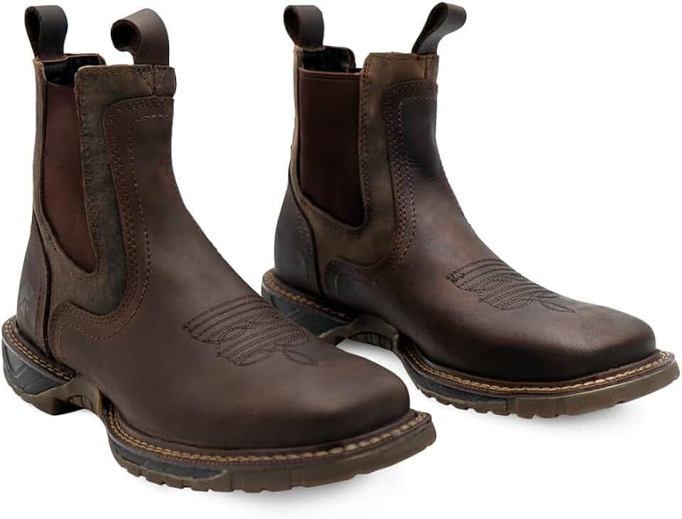 CEBU Men's BC Thunder Steel Toe Chelsea Work Boot – Lightweight Pull-On Mid-Duty EVA Sole, Flexible and Durable, Handcrafted Leather Boot