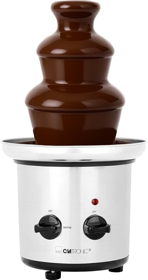 Clatronic® Schokobrunnen mit exzellentem Schokofluss | für Früchte und Gebäck I leicht zu reinigen | Schokoladenbrunnen | Schokobrunnen mit Schmelzfunktion I Schokoladenbrunnen klein I SKB 3248