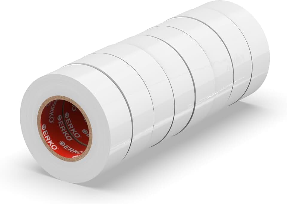 ERKO Isolierband Weiß 19mm x 20m PVC Set 8 Stück Leitungen Reparatur