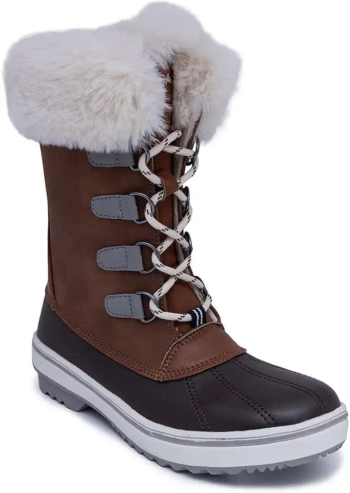 Nautica Women's Lace-Up Winter Snow & Rain Boots - Water-Resistant Insulated Boots with Cozy Faux Fur Lining for Warmth and Comfort - Glenoak