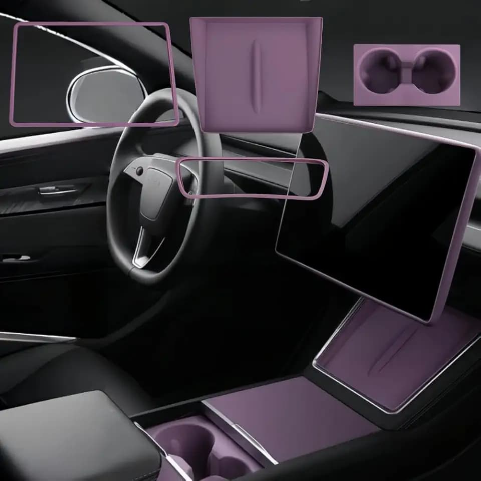 4PCS Accessories for Tesla(Plum PurpleModel Y Juniper/3 Highland Universal)
