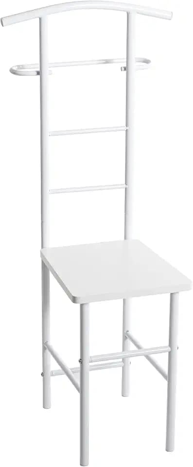 HAKU Herrendiener stummer Diener mit Sitz Weiß Metall - Maße: B 46 x H 109 x T 46 cm, Style: Modern