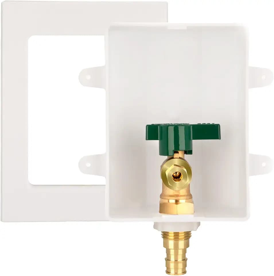 PEX-A Ice Maker Outlet Box, 1/2" F1960 Expansion Inlet x 1/4" OD Compression Outlet, Ice Maker Box with 1/4 Turn Shut Off Valve
