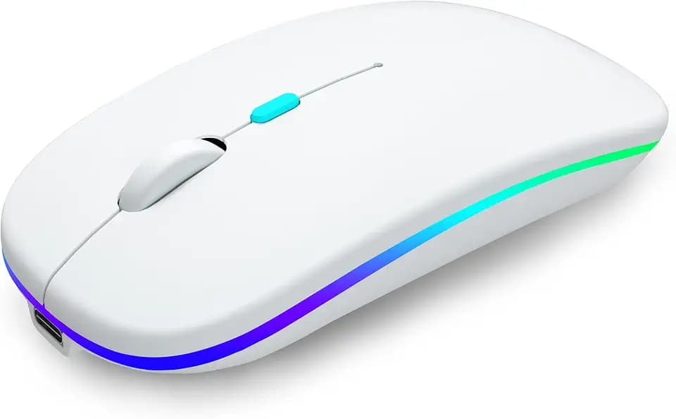 AIKOKOK Wireless Mouse, Bluetooth Mouse Rechargeable Dual Mode, White