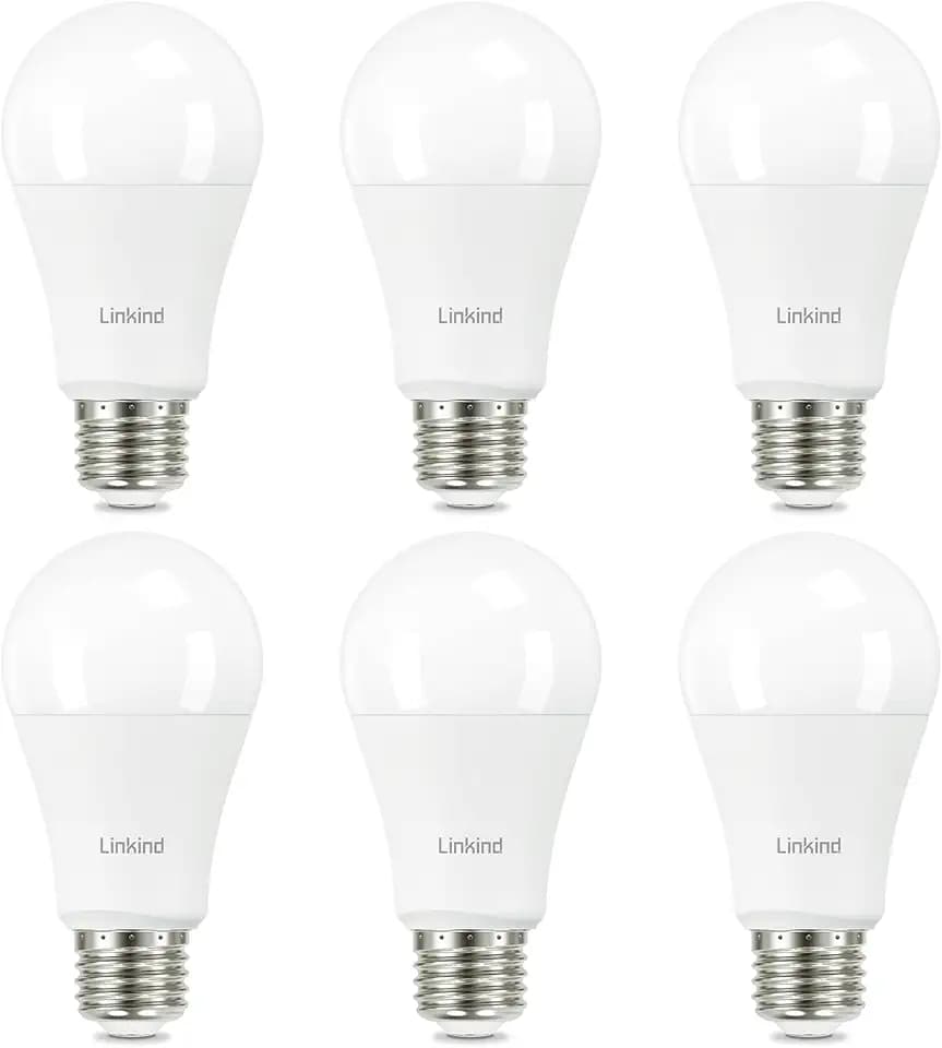 Linkind A19 LED Light Bulbs, 100 Watt Equivalent, 2700K Soft White 6 Packs