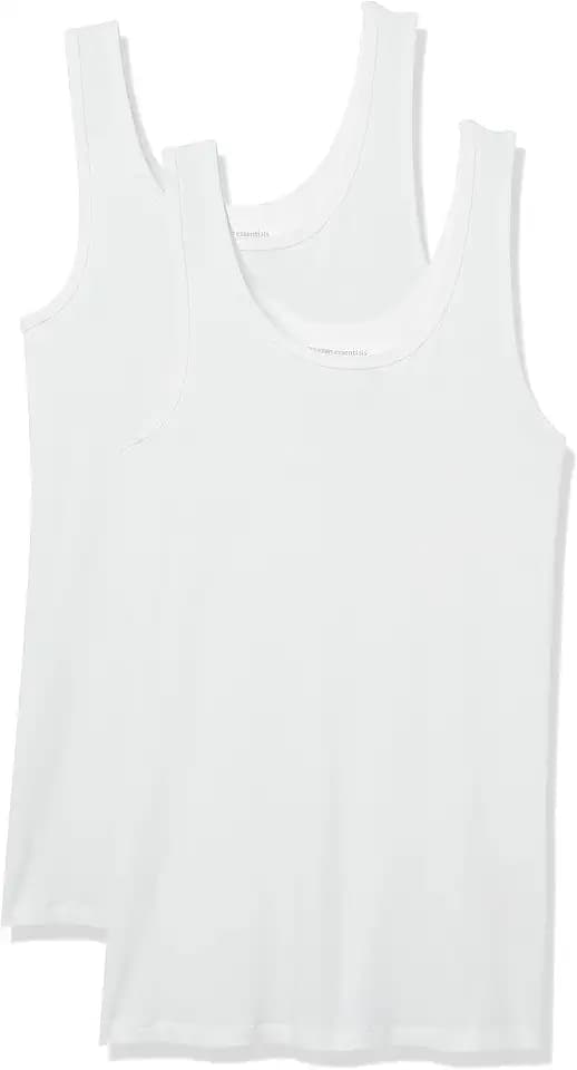 Amazon Essentials Women's Slim-Fit Ribbed Scoop Neck Tank Tops, Pack of 2