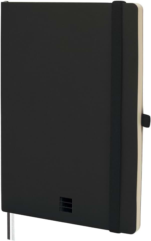 Finocam - Notizbuch Nexo Flexibler Einband Dotted-Gepunktet Schwarz | Notizbuch DIN A5 mit perforierten Blättern | Innentasche und Stifthalter | 72 Seiten, Ideal als Bullet Journal