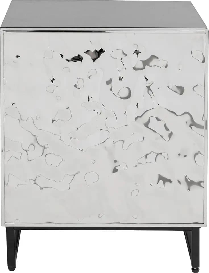 Kare Design Kommode Carino, Silber/Schwarz, Chrom-Finish, 50x40x39 cm, Tür, Push-to-Open, Nachttisch, Ablagetisch, Schlafzimmer