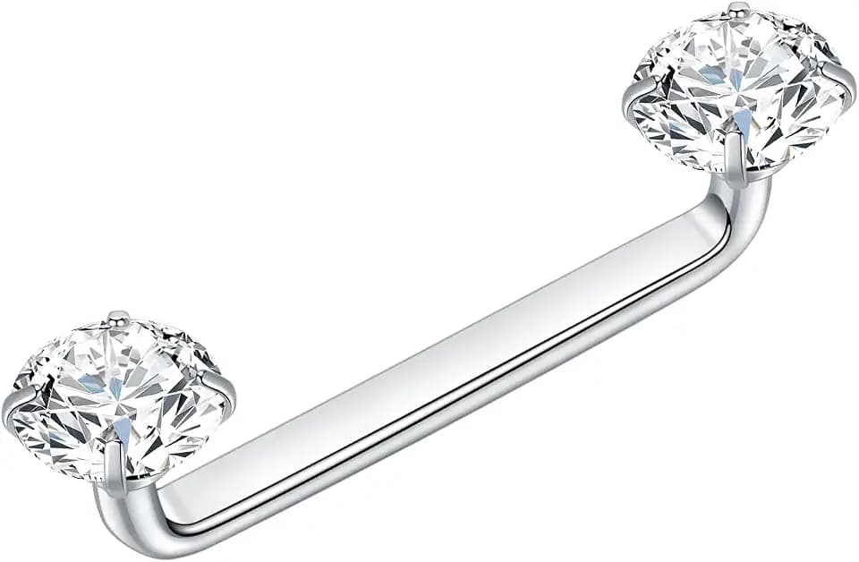 Xpircn Titanium Surface Tragus Piercing Jewelry 14G 10mm 12mm 14mm 16mm 18mm 20mm CZ Flower Staple Barbell Internally Threaded Surface Tragus Staple Bar Piercing Jewelry