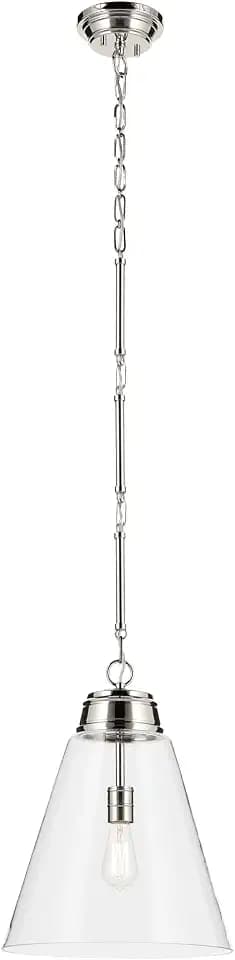 Kichler Marsailli Large Pendant Light, Clear Glass, Nickel