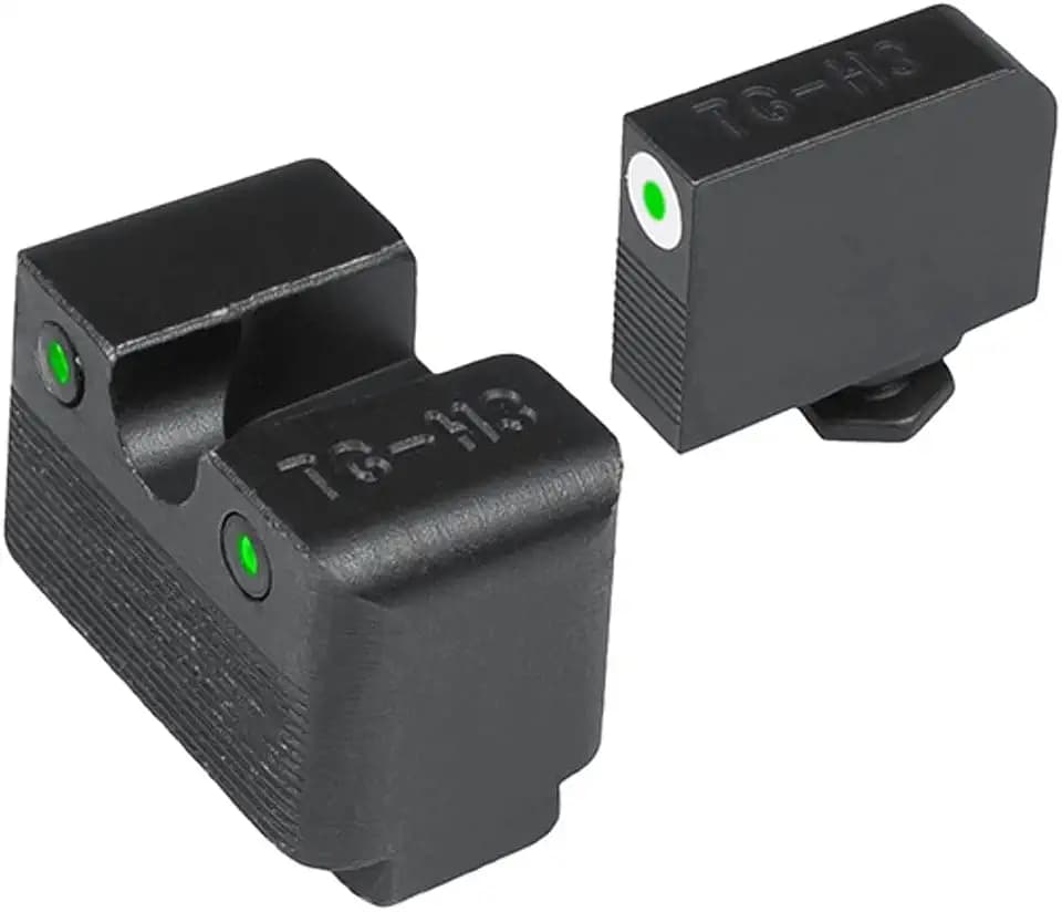 TRUGLO Tritium Pro Night Sights, Compatible with Glock Handgun Models | Compact Durable Glow-in-The-Dark Front & Rear Gun Sight Set with Focus Lock Front Ring
