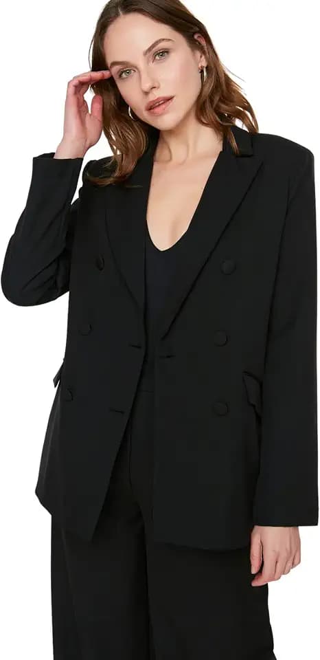 TRENDYOL Damen Trendyol Button Detaillierte Jacke Blazer Jacket Outdoor Blue Button Detailed Blazer Jacket