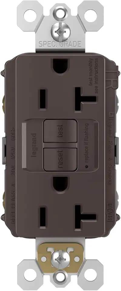 Legrand radiant 20 Amp Tamper Resistant GFCI Duplex Outlet Brown 1 Pack