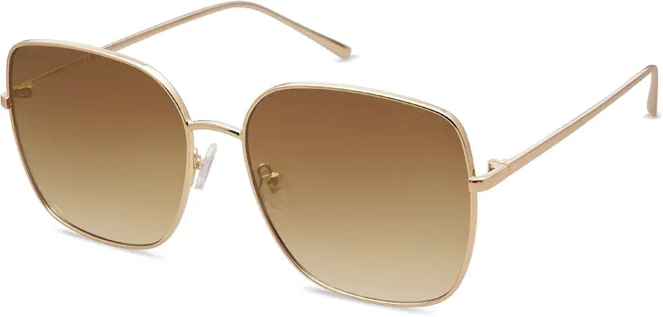 SOJOS Trendy Oversized Square Metal Frame Sunglasses for Women Men SJ1146